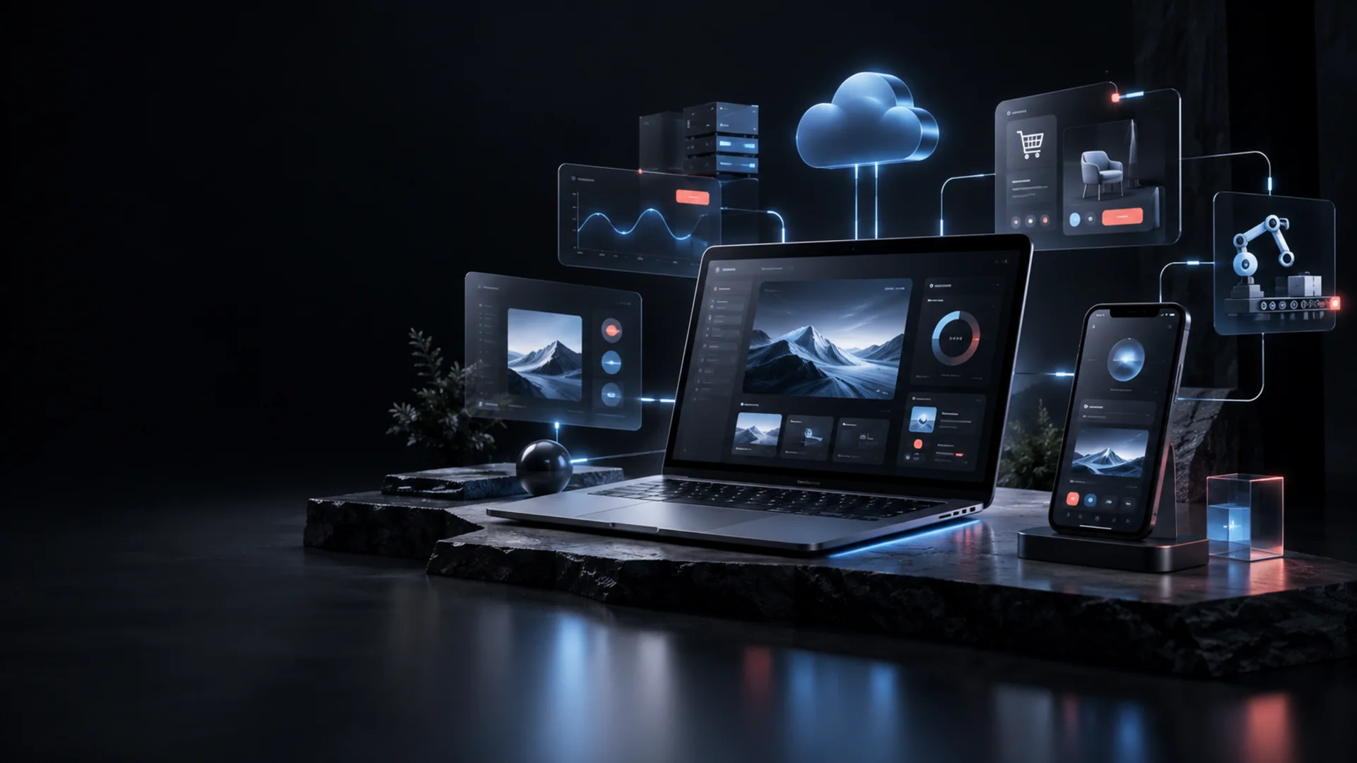Connected ecosystem of web, mobile, cloud, commerce and automation services